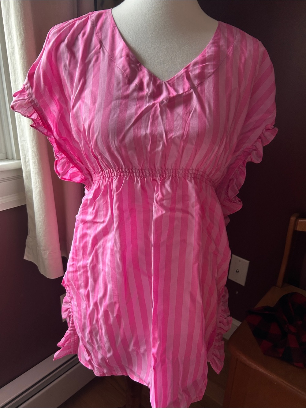 Girls 14 Pink Striped Swim Dress